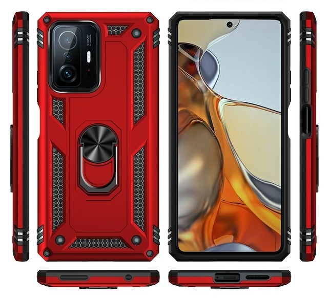 Protectores para celular  para Xiaomi  11T / 11T Pro Funda reforzada con anillo v2 Rojo