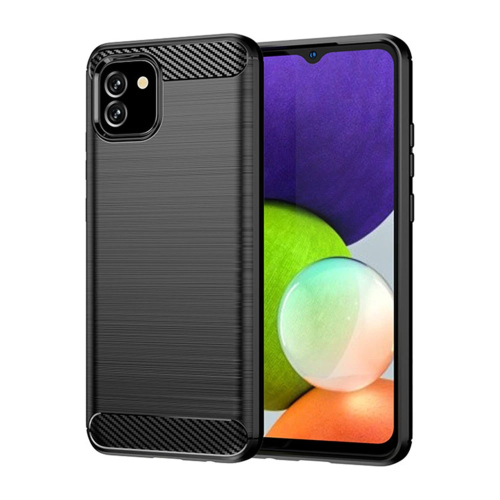 Protectores para celular  para Samsung  A04e Funda de tpu fibra de carbono Negro