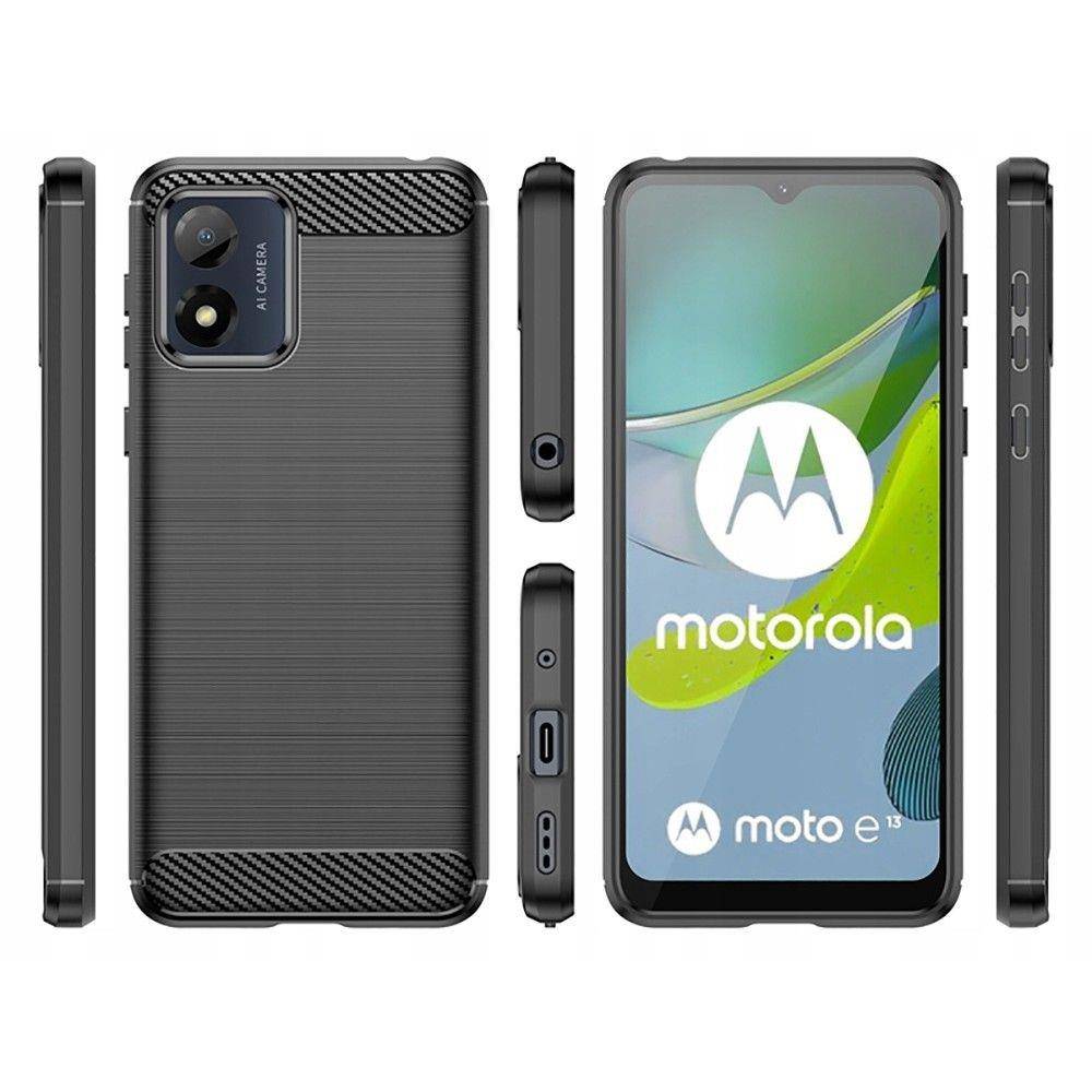Protectores para celular  para Motorola  MOTO E13 Funda de tpu fibra de carbono Negro