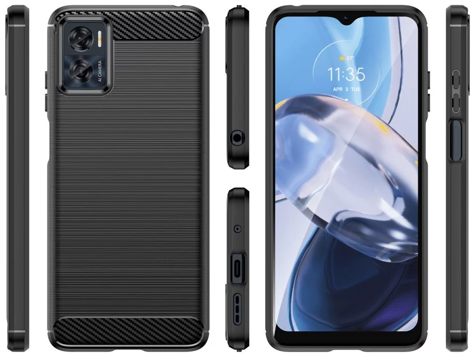 Protectores para celular  para Motorola  Moto E22i Funda de tpu fibra de carbono Negro