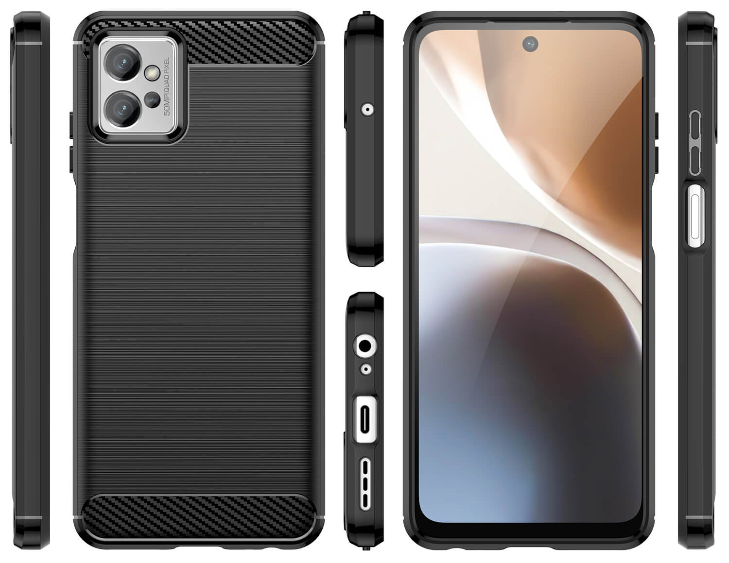 Protectores para celular  para Motorola  Moto G32 Funda de tpu fibra de carbono Negro