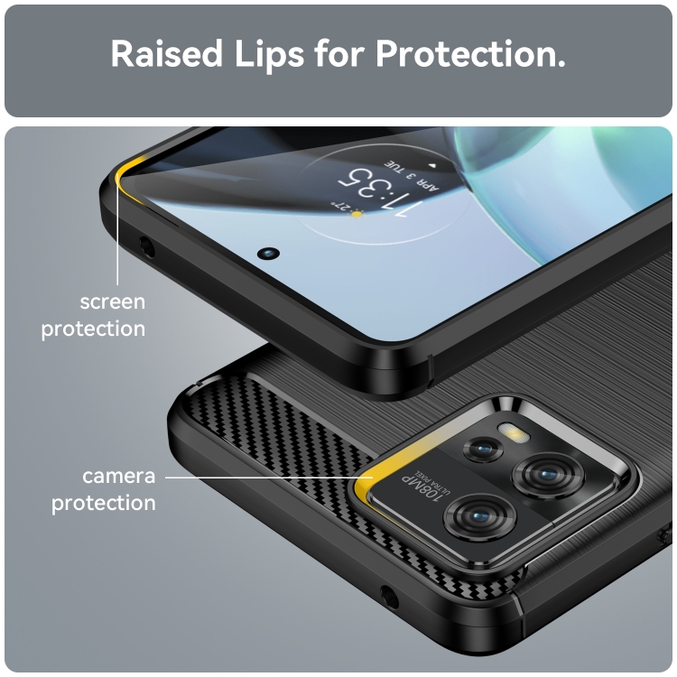 Protectores para celular  para Motorola  Moto G72 Funda de tpu fibra de carbono Negro