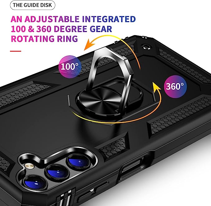 Protectores para celular  para Samsung  A14 Funda reforzada con anillo v2 Negro