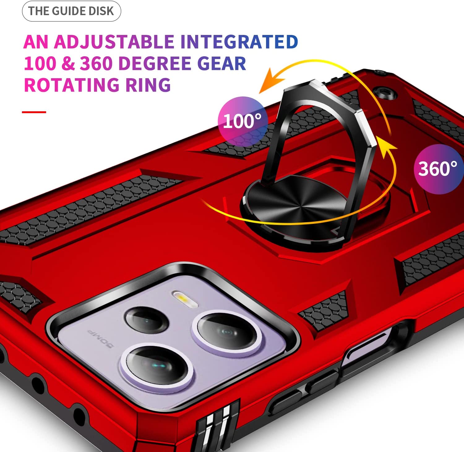 Protectores para celular  para Xiaomi  Redmi Note 12 (5G) / Poco X5 5G Funda reforzada con anillo v2 Rojo