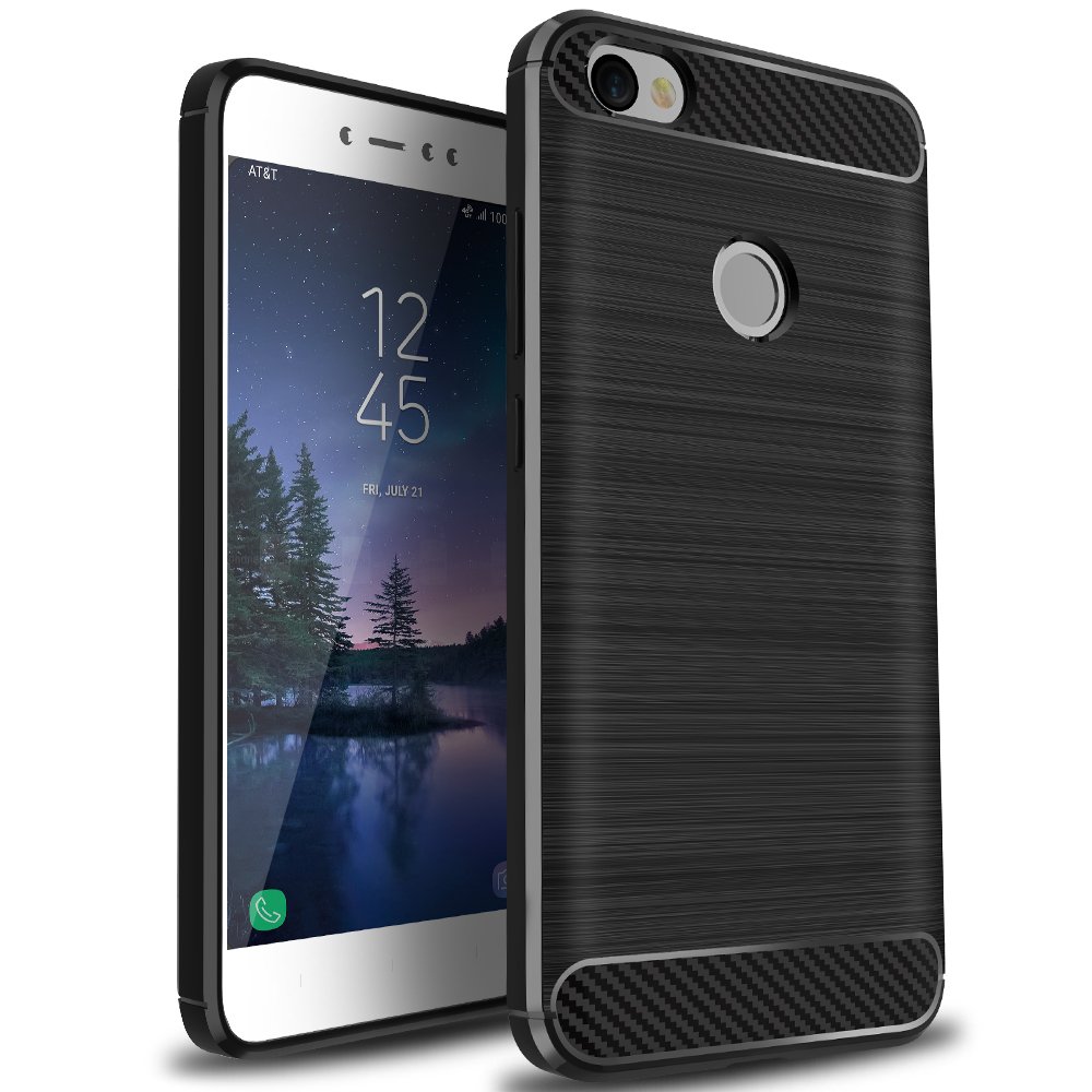 Protectores para celular  para Xiaomi  Redmi Note 5a Prime Funda de tpu fibra de carbono Negro