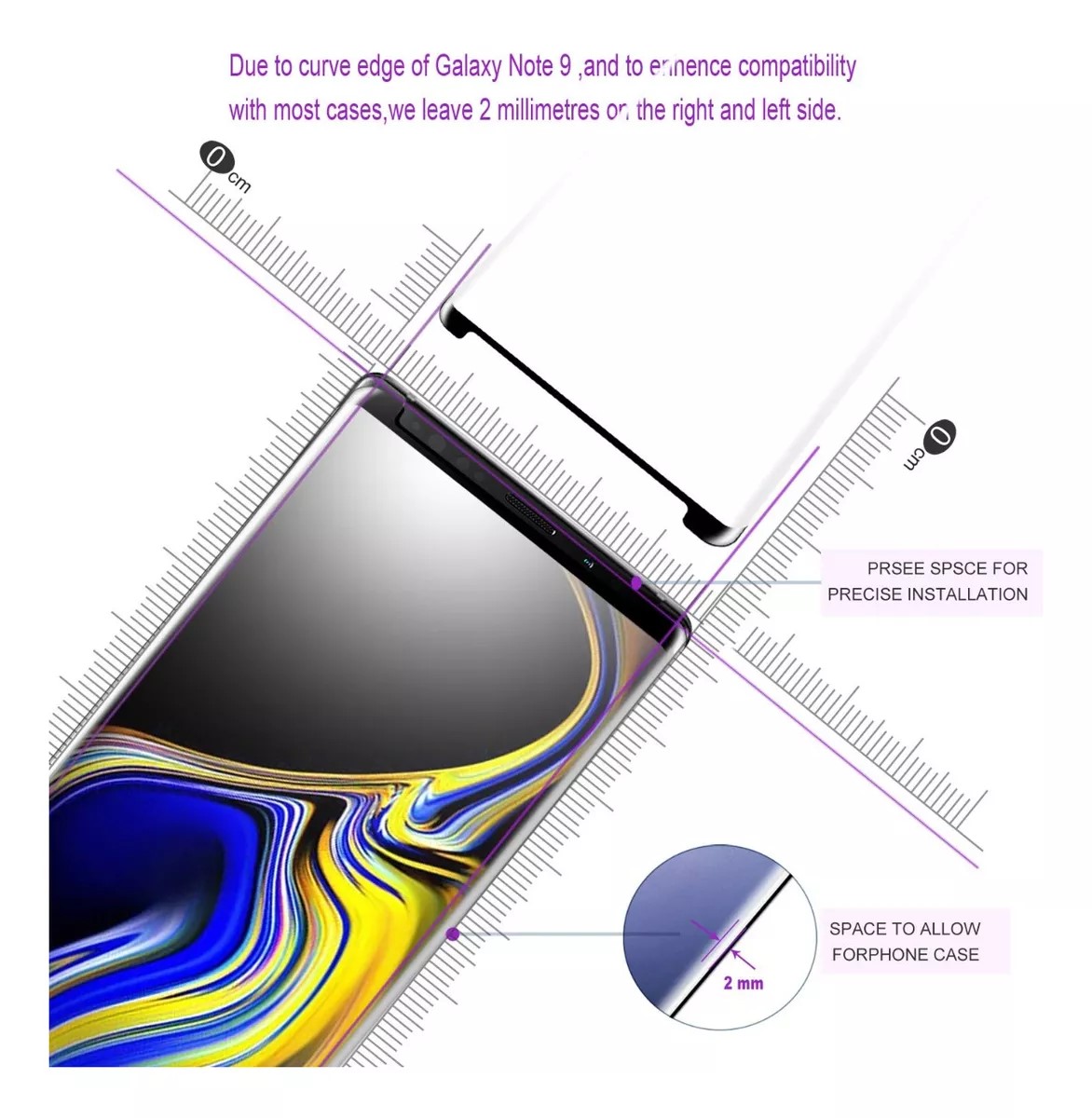Protectores para celular  para Samsung  Note 9 Templado pantalla small curvo 3D Negro