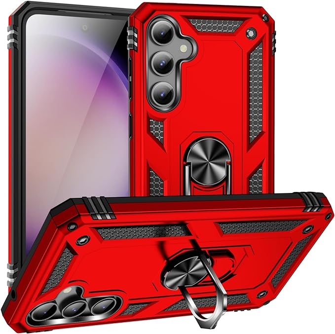 Protectores para celular  para Samsung  S23 Fe Funda reforzada con anillo v2 Rojo