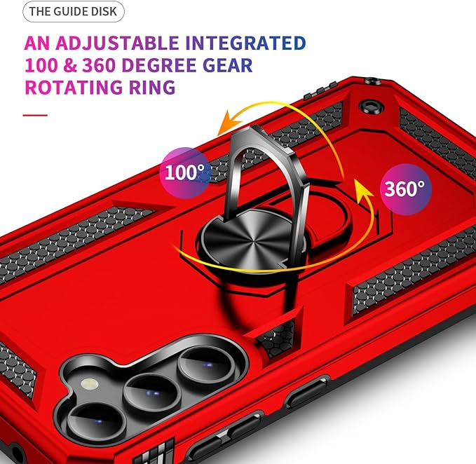 Protectores para celular  para Samsung  S23 Fe Funda reforzada con anillo v2 Rojo