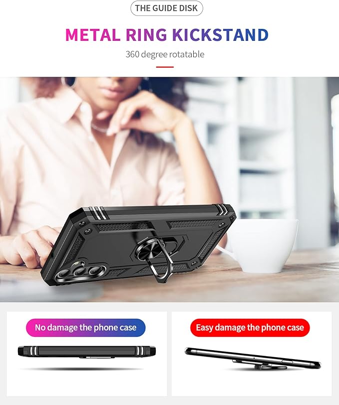 Protectores para celular  para Samsung  A24 Funda reforzada con anillo v2 Negro