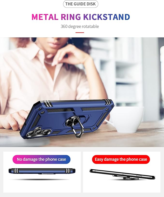 Protectores para celular  para Samsung  A24 Funda reforzada con anillo v2 Azul