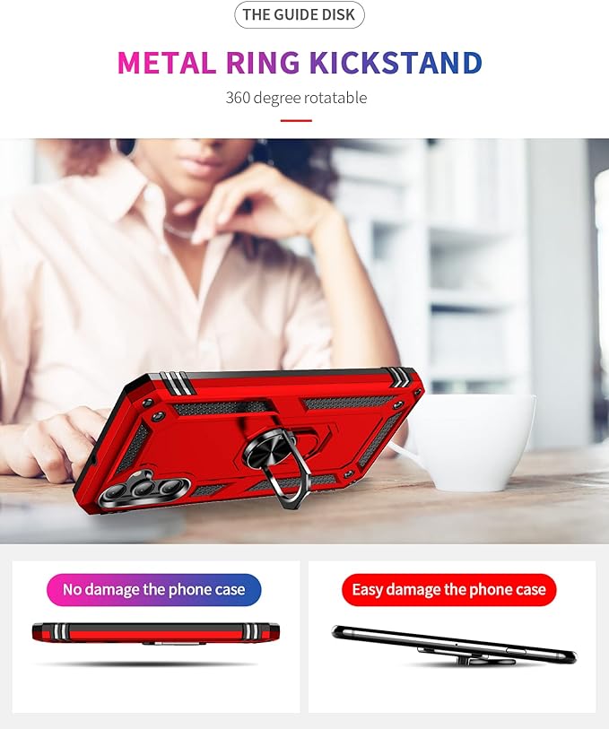 Protectores para celular  para Samsung  A24 Funda reforzada con anillo v2 Rojo