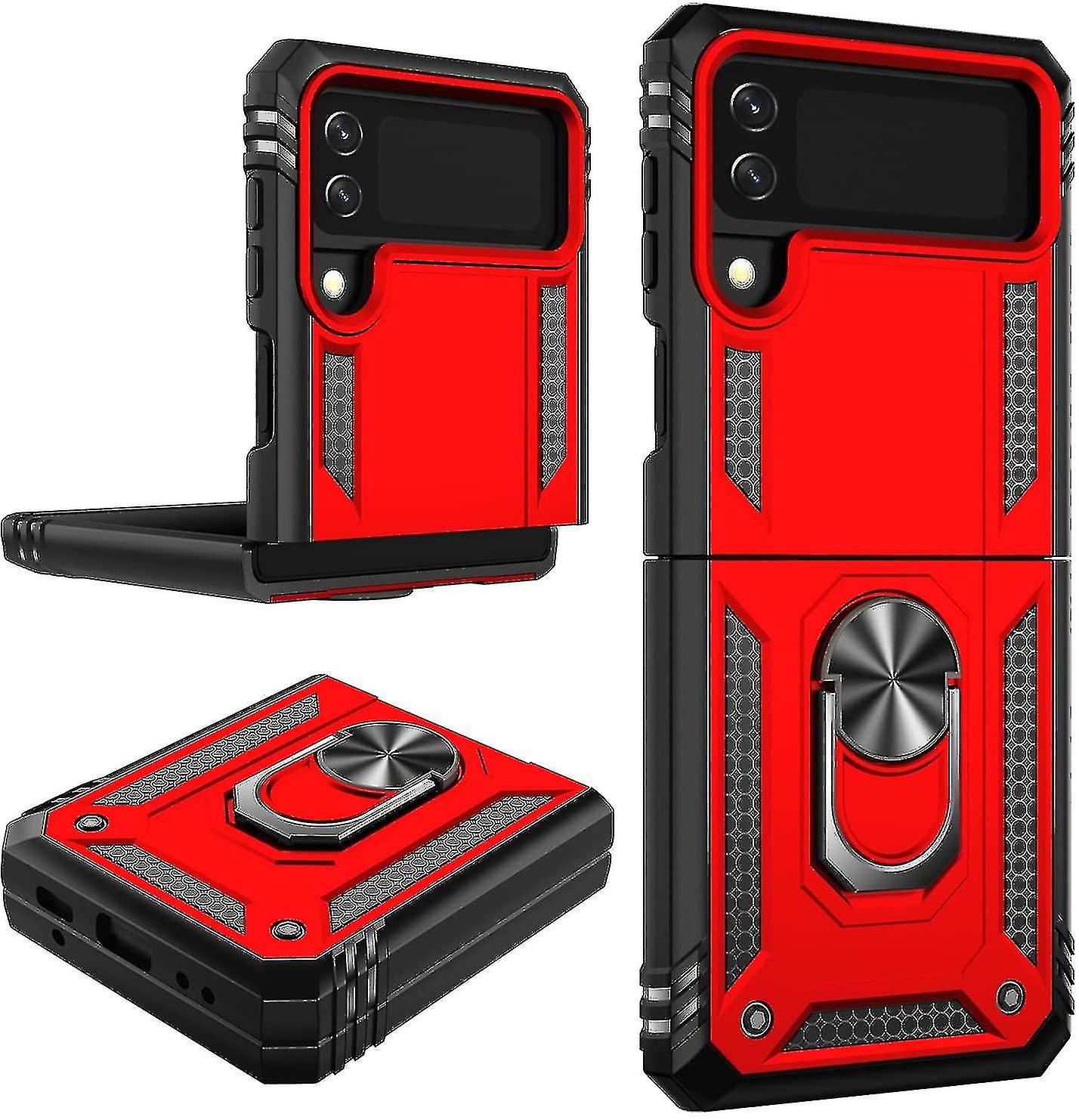 Protectores para celular  para Samsung  Z Flip 3 / Z Flip 4 Funda reforzada con anillo v2 Rojo