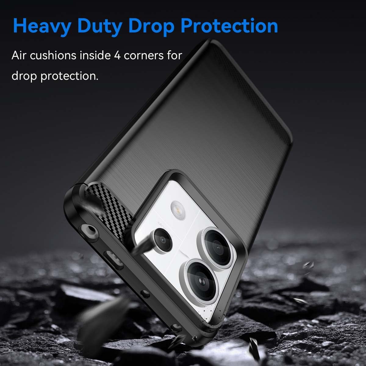 Protectores para celular  para Xiaomi  Redmi Note 13 Pro 5G / Poco X6 5G Funda de tpu fibra de carbono Negro