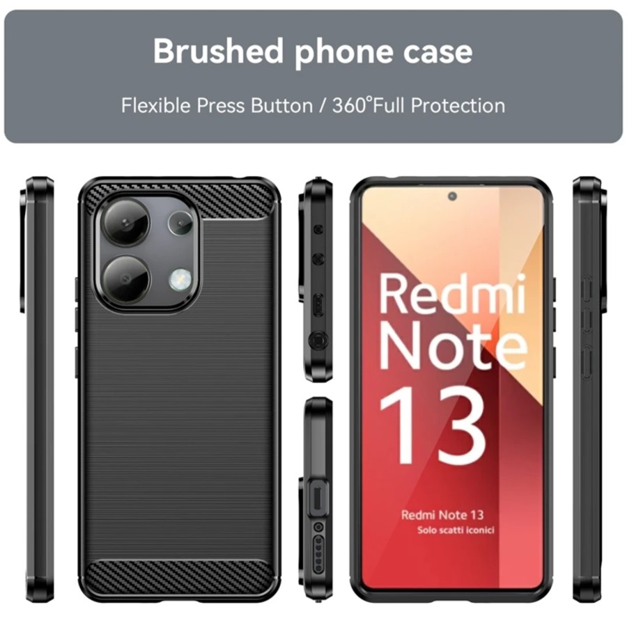 Protectores para celular  para Xiaomi  Redmi Note 13 Pro 4G / Poco M6 Pro Funda de tpu fibra de carbono Negro