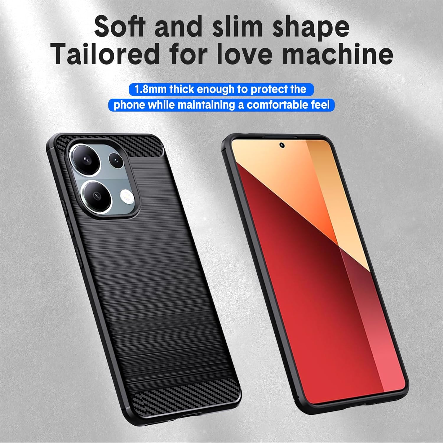 Protectores para celular  para Xiaomi  Redmi Note 13 Pro 4G / Poco M6 Pro Funda de tpu fibra de carbono Negro