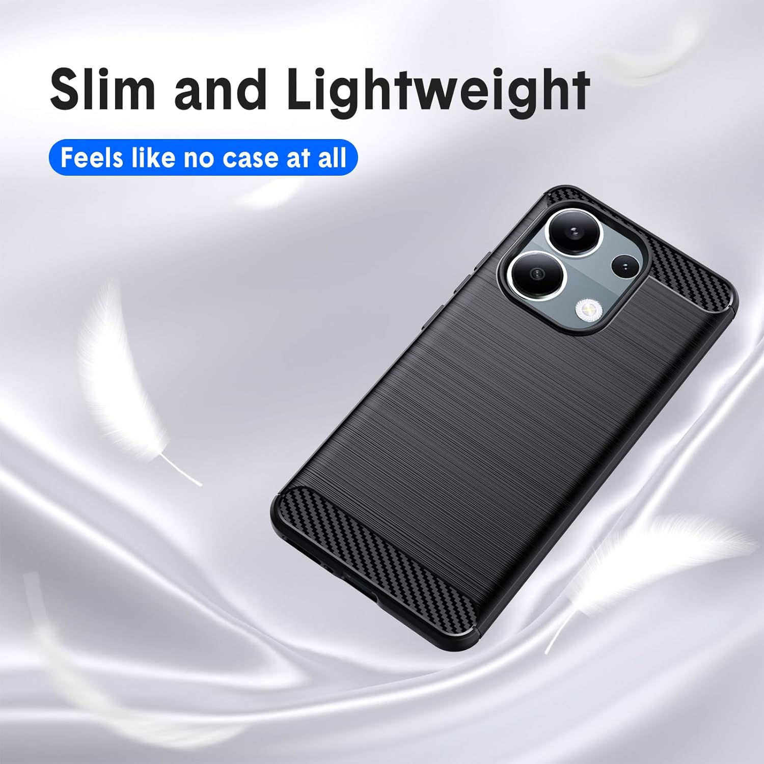 Protectores para celular  para Xiaomi  Redmi Note 13 Pro 4G / Poco M6 Pro Funda de tpu fibra de carbono Negro