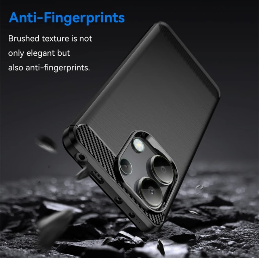 Protectores para celular  para Xiaomi  Redmi Note 13 Pro 4G / Poco M6 Pro Funda de tpu fibra de carbono Negro