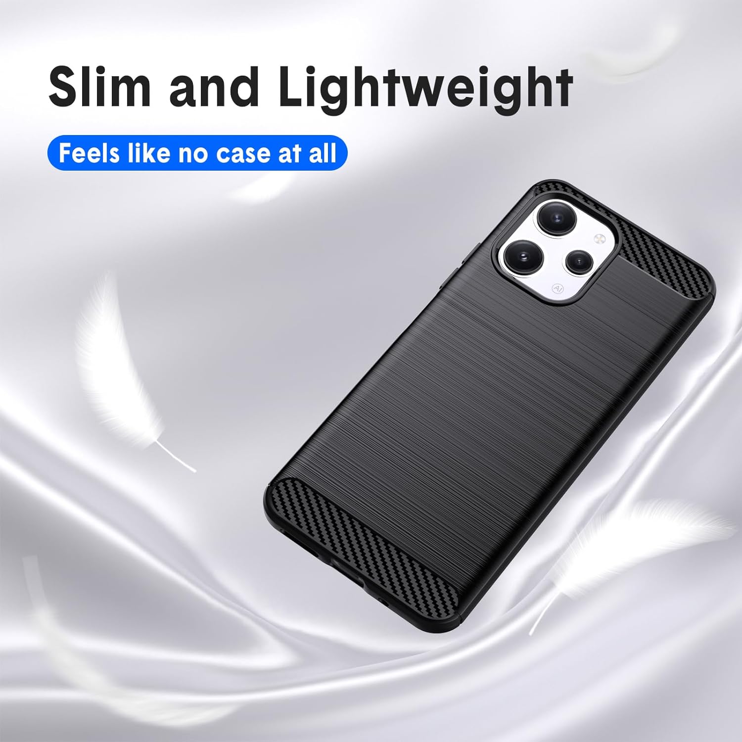 Protectores para celular  para Xiaomi  Redmi 12 4G Funda de tpu fibra de carbono Negro