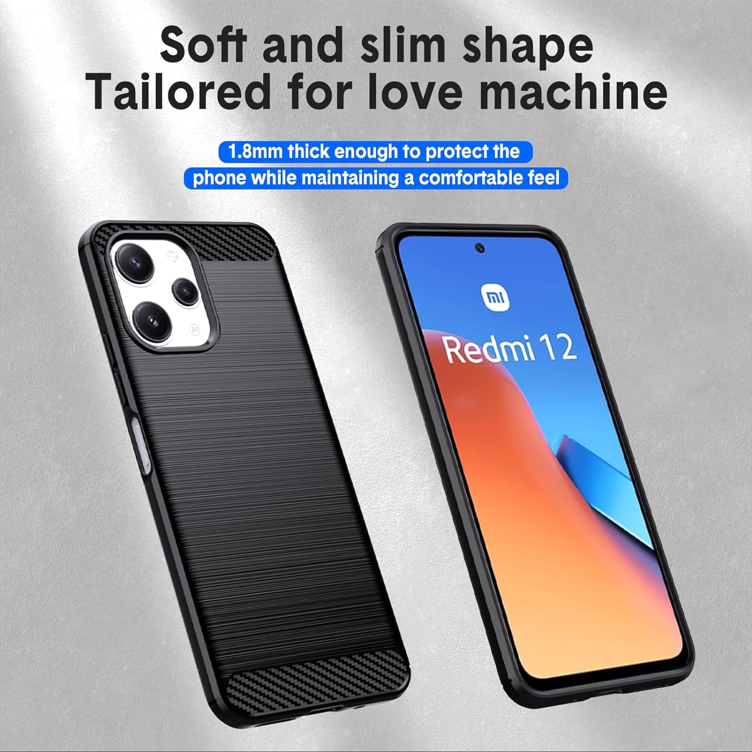 Protectores para celular  para Xiaomi  Redmi 12 4G Funda de tpu fibra de carbono Negro