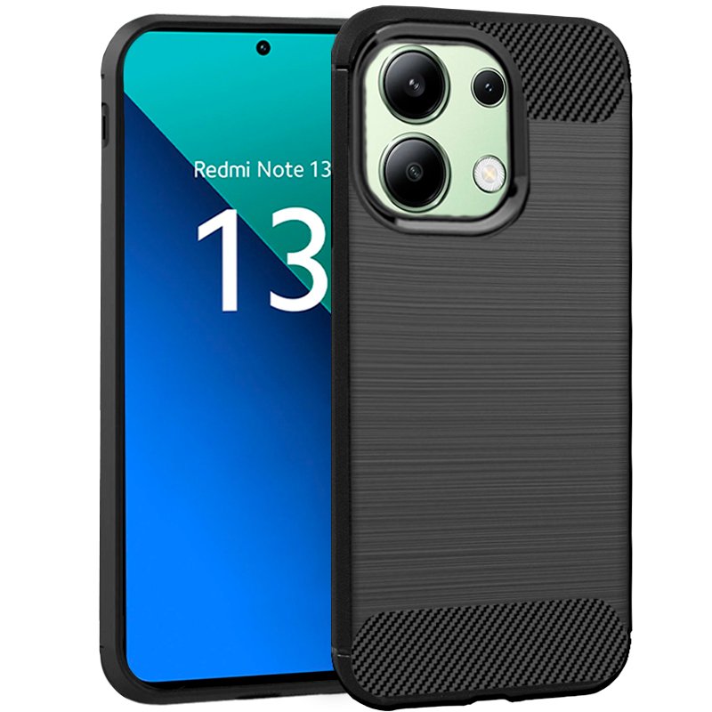 Protectores para celular  para Xiaomi  Redmi Note 13 4G Funda de tpu fibra de carbono Negro