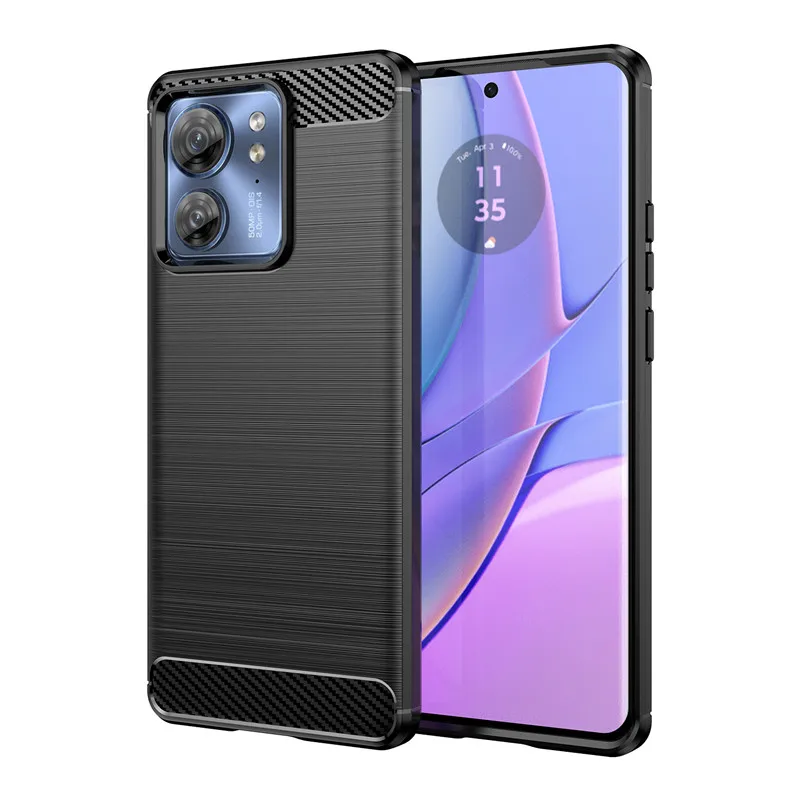 Protectores para celular  para Motorola  Edge 40 Funda de tpu fibra de carbono Negro