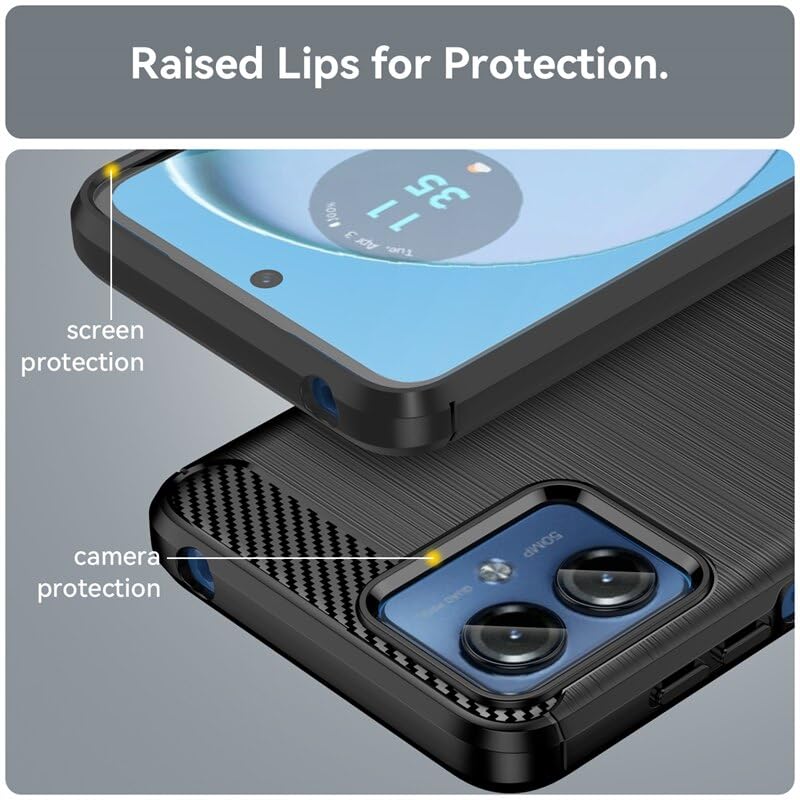 Protectores para celular  para Motorola  Moto G14 Funda de tpu fibra de carbono Negro