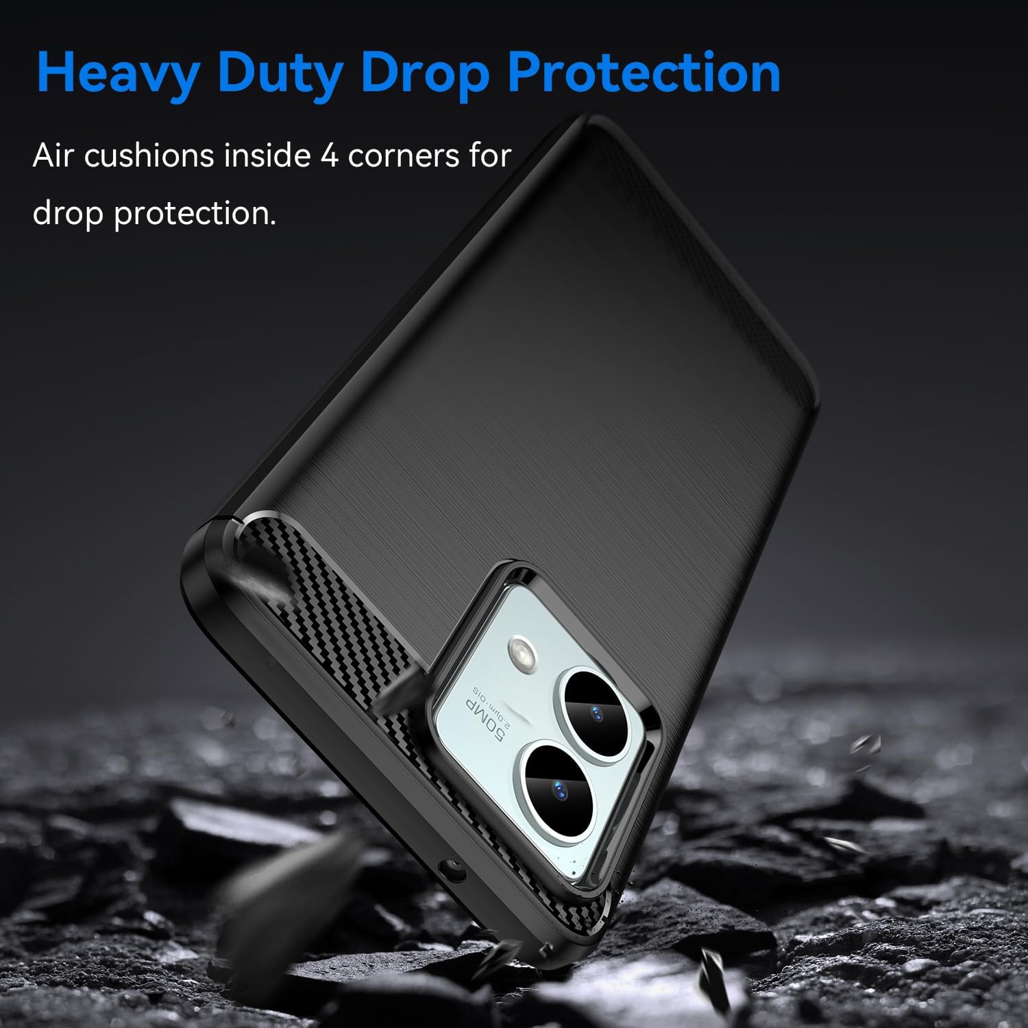 Protectores para celular  para Motorola  Moto G84 5G Funda de tpu fibra de carbono Negro