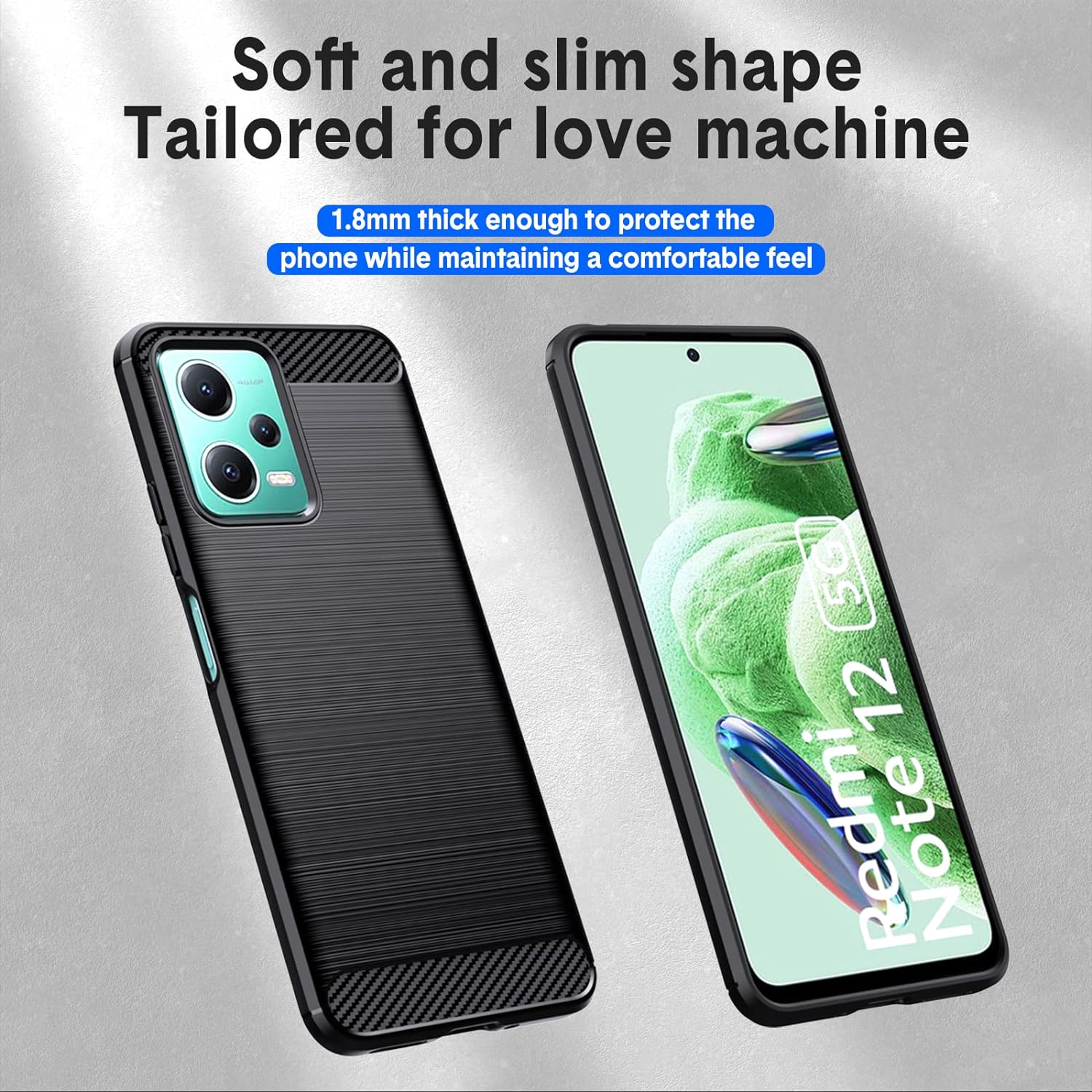 Protectores para celular  para Xiaomi  Redmi Note 12 (5G) / Poco X5 5G Funda de tpu fibra de carbono Negro