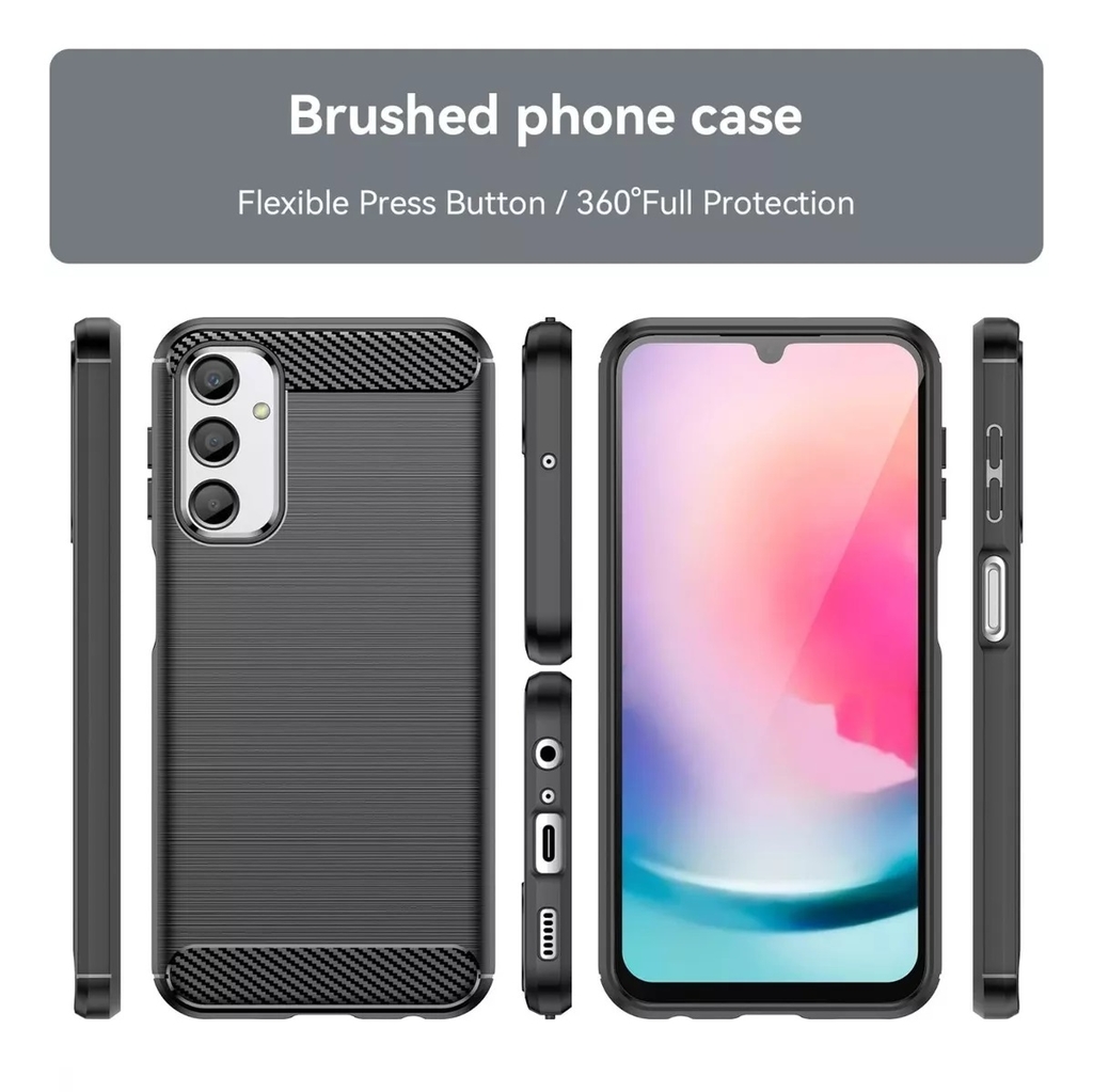 Protectores para celular  para Samsung  A24 Funda de tpu fibra de carbono Negro