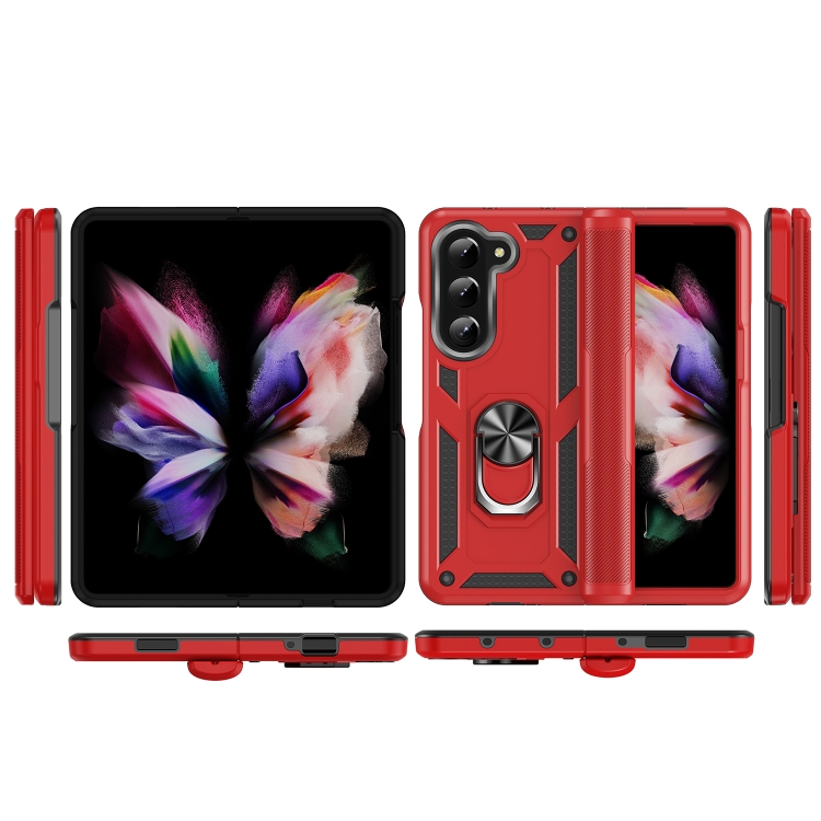 Protectores para celular  para Samsung  Z Fold 5 Funda reforzada con anillo v2 Rojo