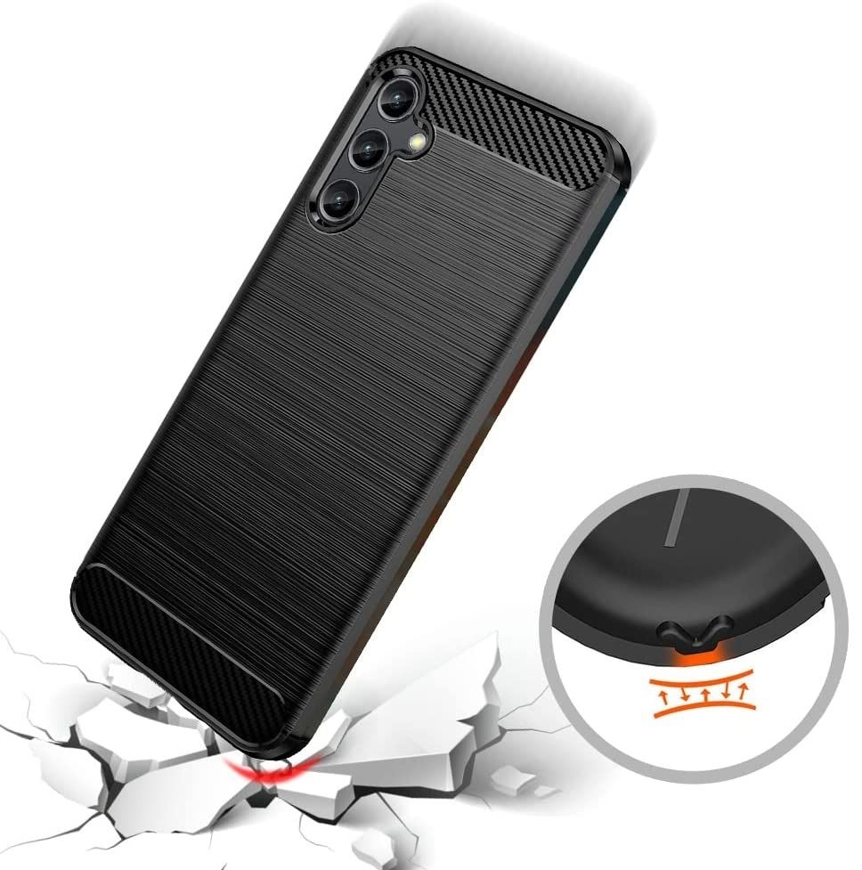 Protectores para celular  para Samsung  A14 Funda de tpu fibra de carbono Negro