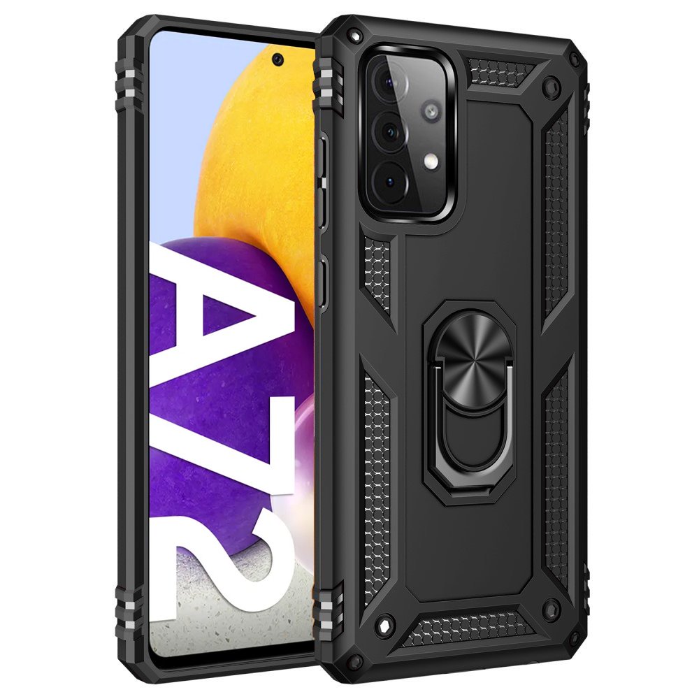 Protectores para celular  para Samsung  A72 Funda reforzada con anillo v2 Negro