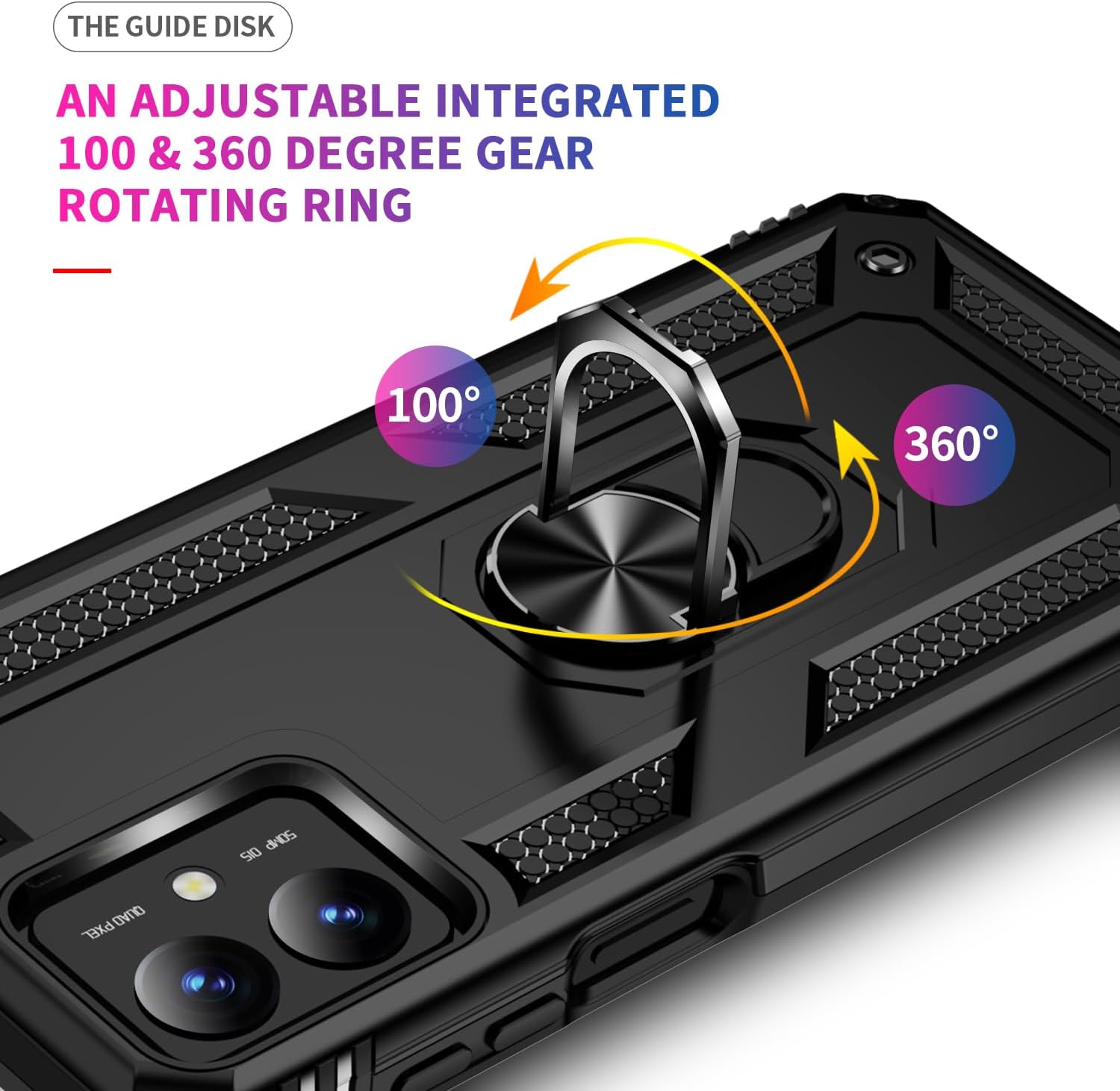 Protectores para celular  para Motorola  Moto G14 Funda reforzada con anillo v2 Negro