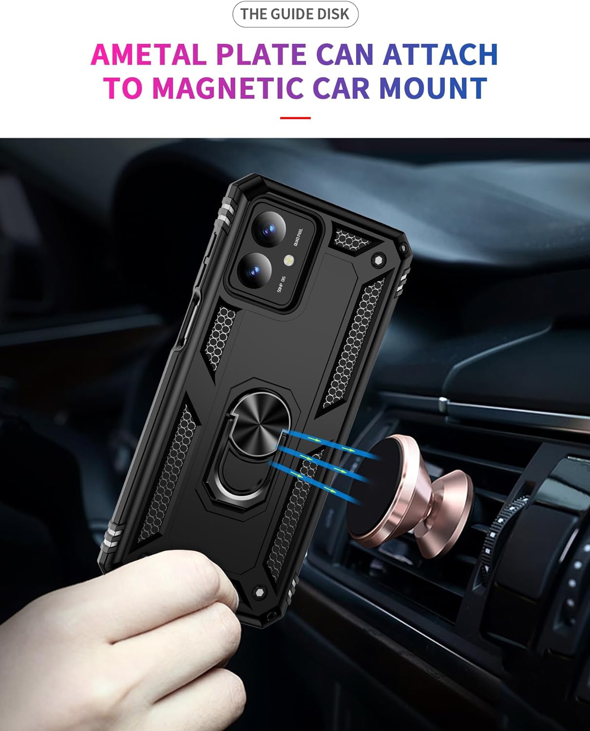Protectores para celular  para Motorola  Moto G14 Funda reforzada con anillo v2 Negro