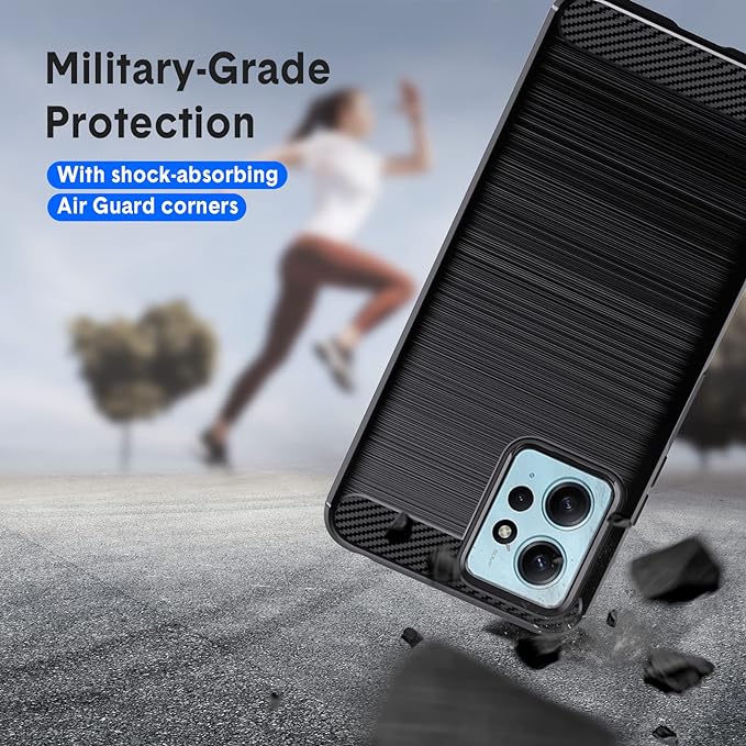 Protectores para celular  para Xiaomi  Redmi Note 12 (4G) Funda de tpu fibra de carbono Negro