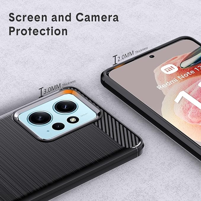 Protectores para celular  para Xiaomi  Redmi Note 12 (4G) Funda de tpu fibra de carbono Negro