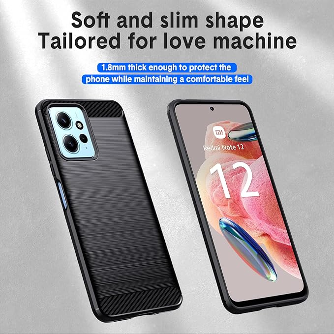 Protectores para celular  para Xiaomi  Redmi Note 12 (4G) Funda de tpu fibra de carbono Negro
