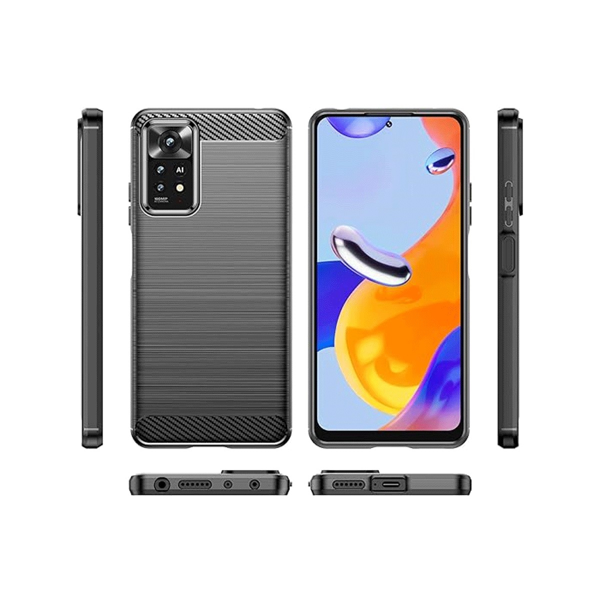 Protectores para celular  para Xiaomi  Redmi Note 12 Pro (4G) Funda de tpu fibra de carbono Negro