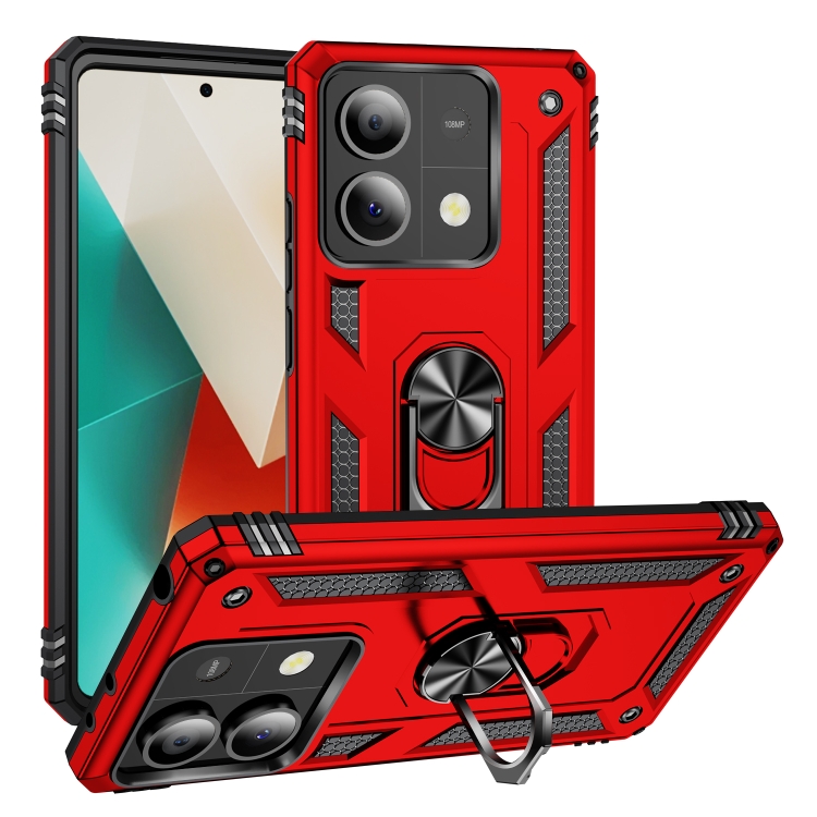 Protectores para celular  para Xiaomi  Redmi Note 13 5G Funda reforzada con anillo v2 Rojo