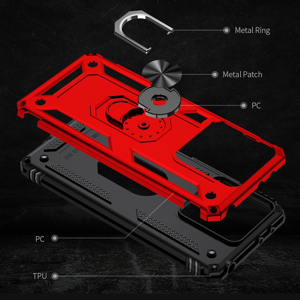 Protectores para celular  para Xiaomi  Redmi Note 13 5G Funda reforzada con anillo v2 Rojo