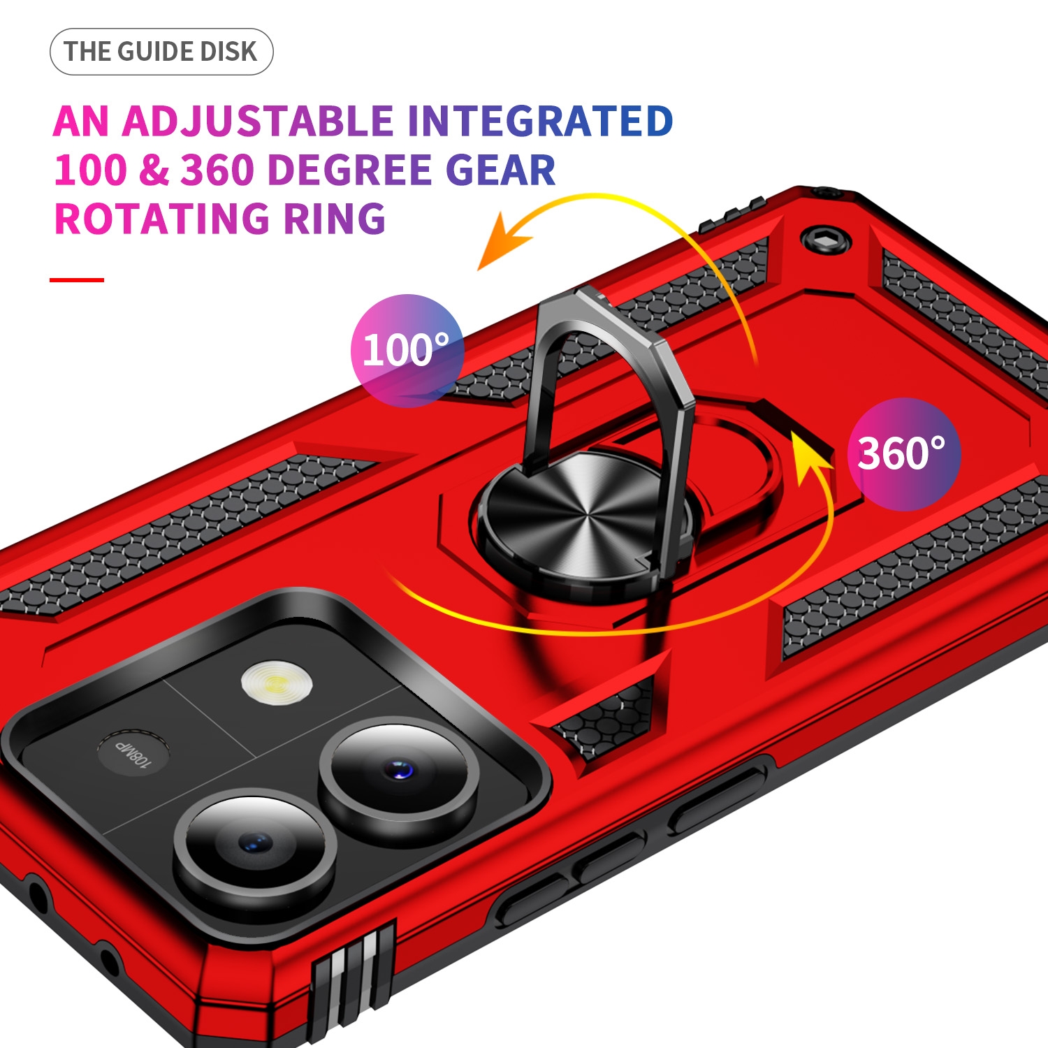 Protectores para celular  para Xiaomi  Redmi Note 13 5G Funda reforzada con anillo v2 Rojo