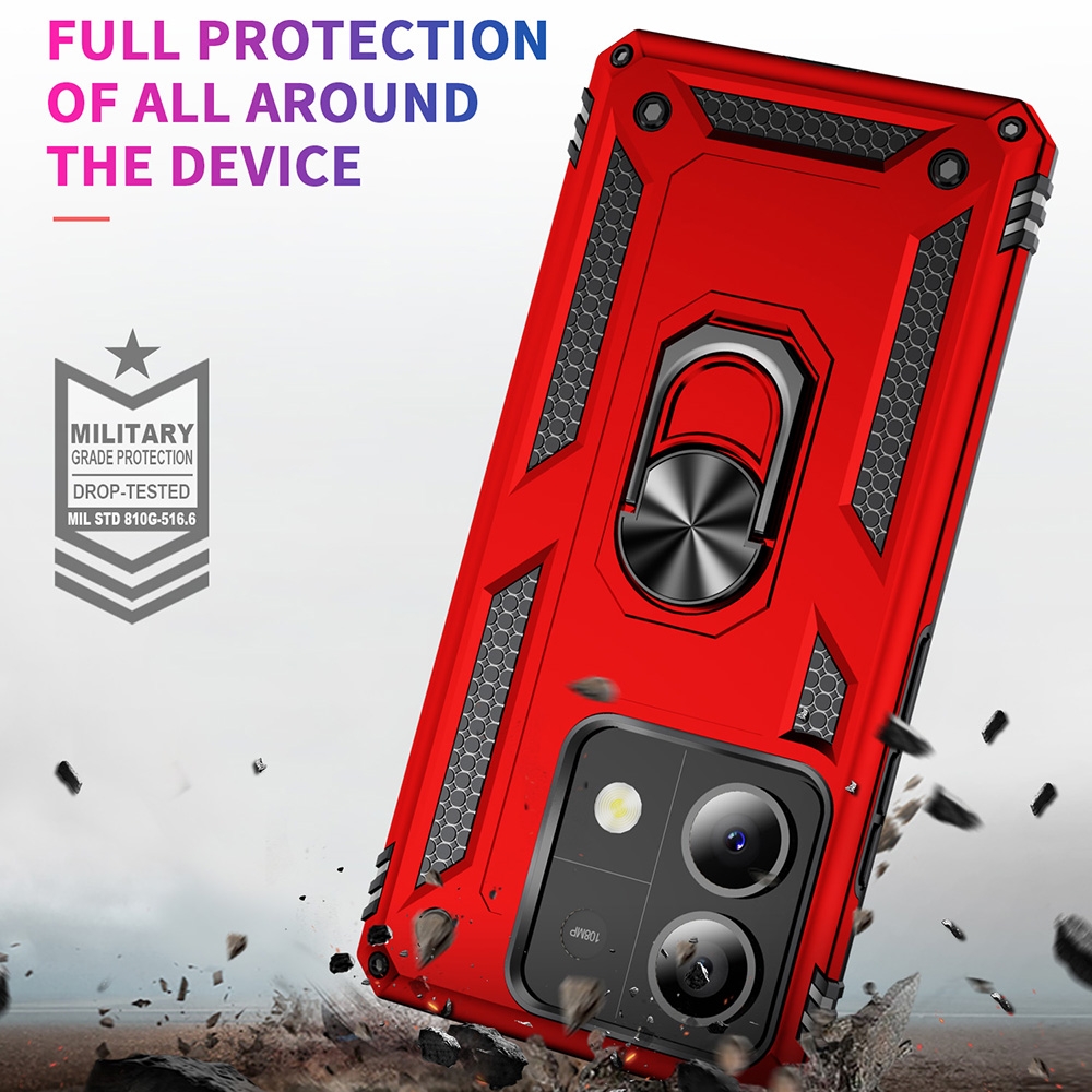 Protectores para celular  para Xiaomi  Redmi Note 13 5G Funda reforzada con anillo v2 Rojo
