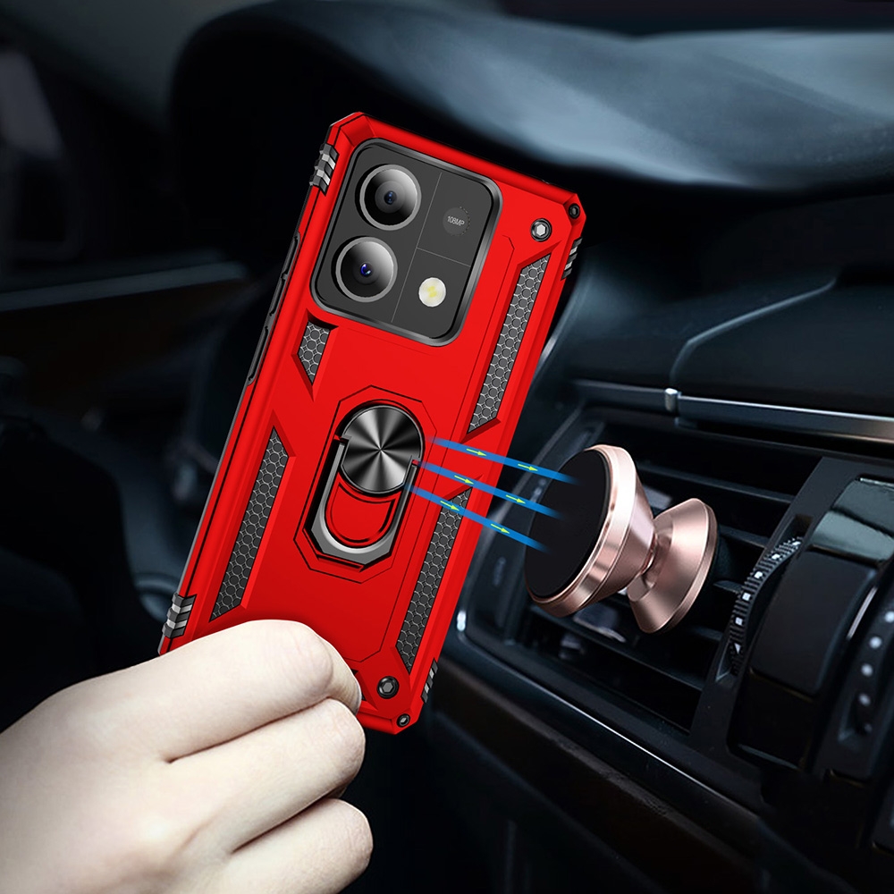 Protectores para celular  para Xiaomi  Redmi Note 13 5G Funda reforzada con anillo v2 Rojo