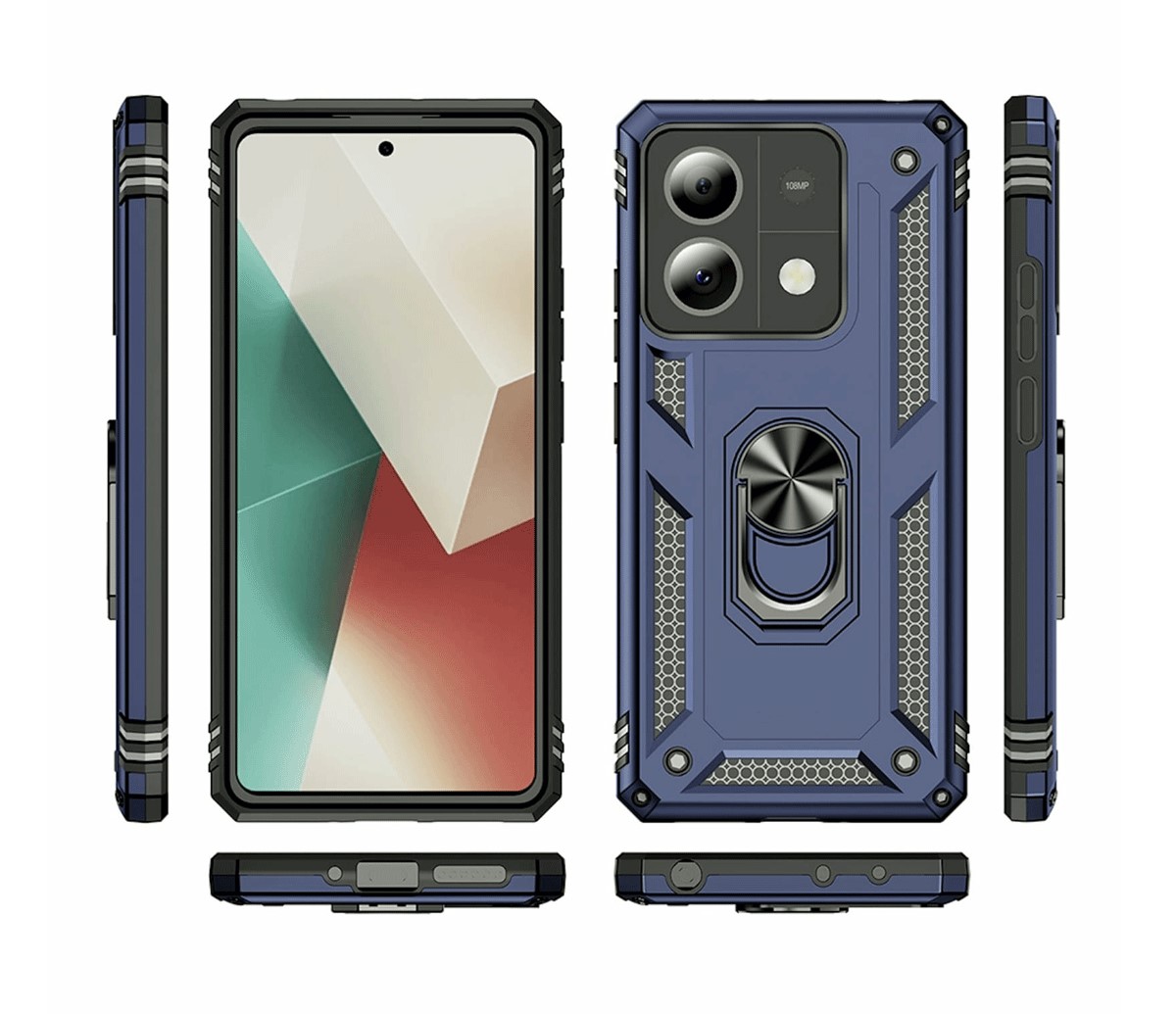 Protectores para celular  para Xiaomi  Redmi Note 13 5G Funda reforzada con anillo v2 Azul