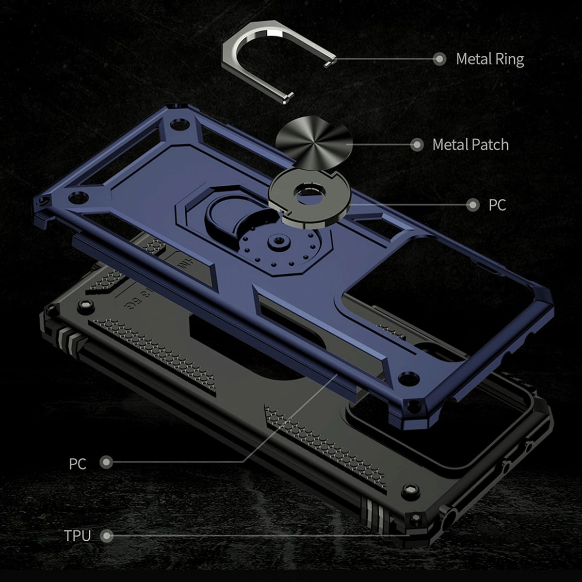 Protectores para celular  para Xiaomi  Redmi Note 13 5G Funda reforzada con anillo v2 Azul
