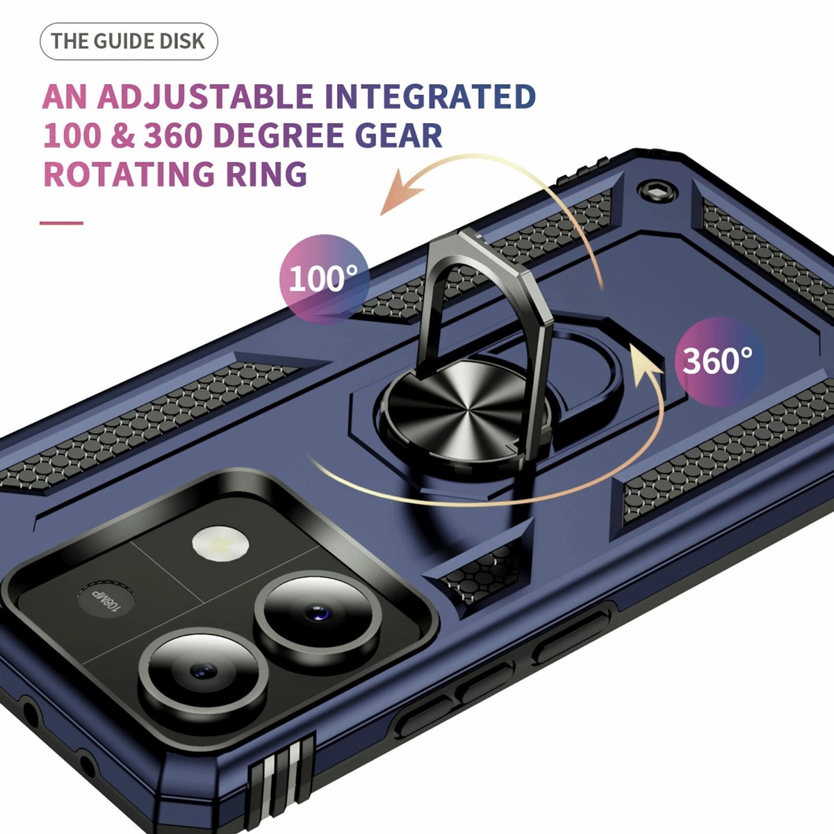 Protectores para celular  para Xiaomi  Redmi Note 13 5G Funda reforzada con anillo v2 Azul