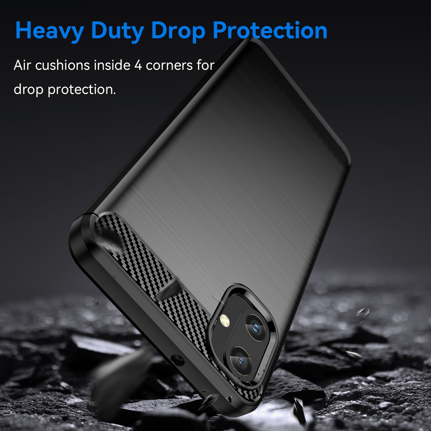 Protectores para celular  para Samsung  A05 Funda de tpu fibra de carbono Negro