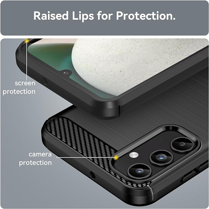 Protectores para celular  para Samsung  A15 5G Funda de tpu fibra de carbono Negro