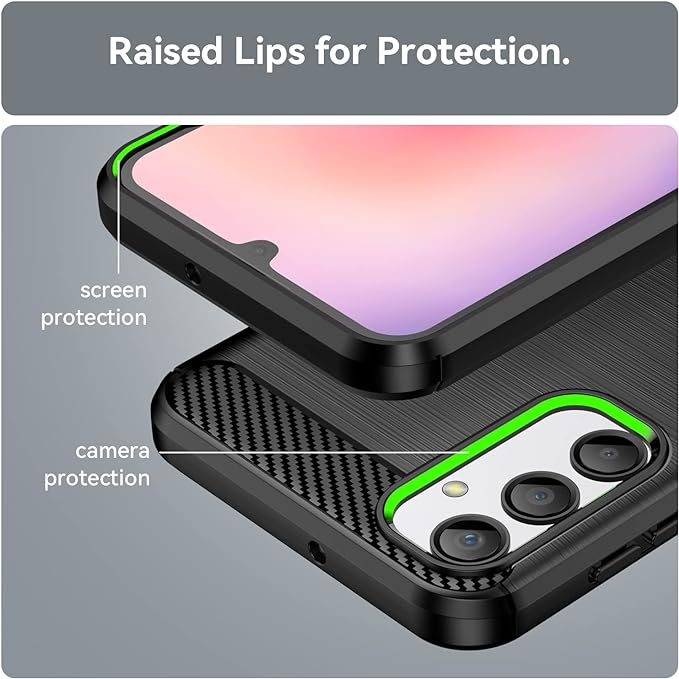 Protectores para celular  para Samsung  A25 Funda de tpu fibra de carbono Negro
