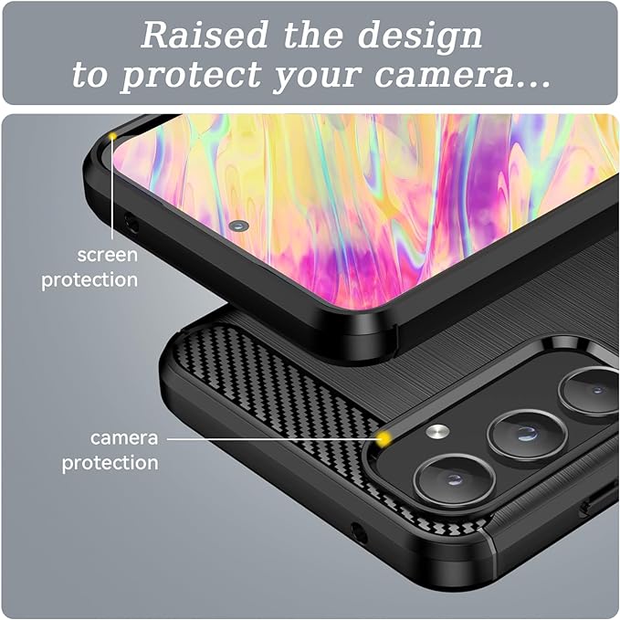 Protectores para celular  para Samsung  A55 Funda de tpu fibra de carbono Negro